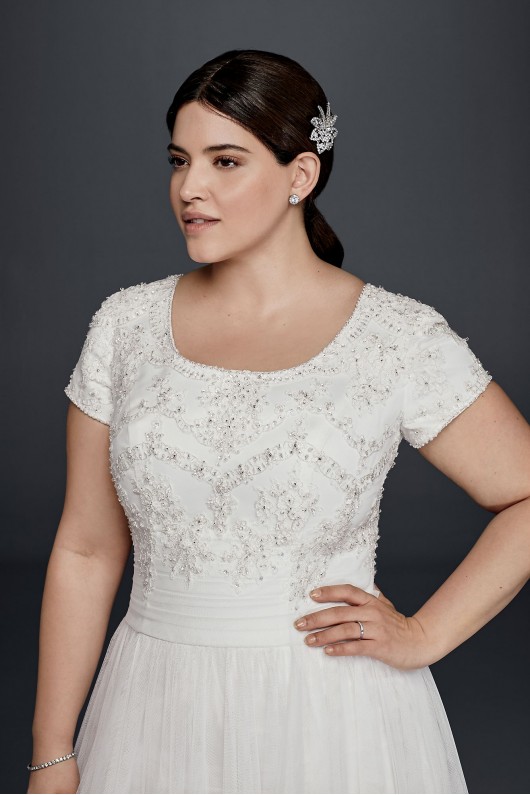 Modest Short Sleeve Plus Size A-Line Wedding Dress  Collection 9SLWG3811