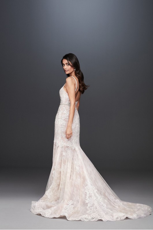 Moonstone Embellished Petite Lace Wedding Dress  7SWG824