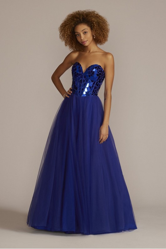 Mosaic Beaded Ball Gown with Full Sparkle Skirt Jules and Cleo WBM2782