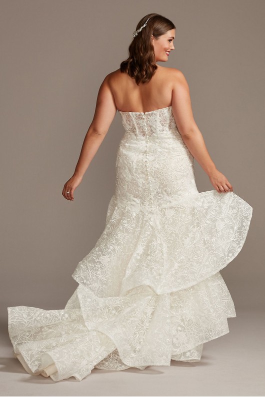 Notch-Neck Lace Mermaid Plus Size Wedding Dress  8CWG846