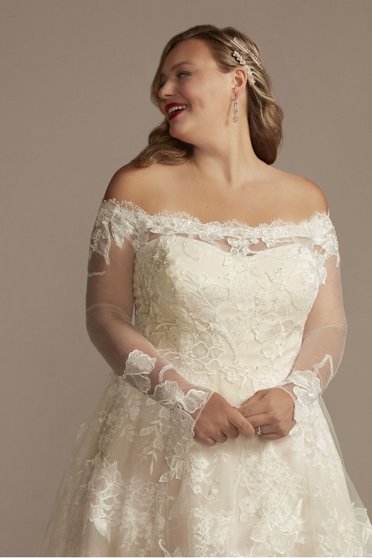 Off Shoulder Applique Plus Size Wedding Dress  8CWG902