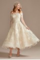 Off Shoulder Applique Tea-Length Wedding Dress  CWG902