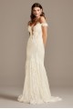 Off Shoulder Plunging Illusion Lace Wedding Dress  SWG855