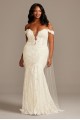 Off Shoulder Plunging Plus Size Lace Wedding Dress  9SWG855