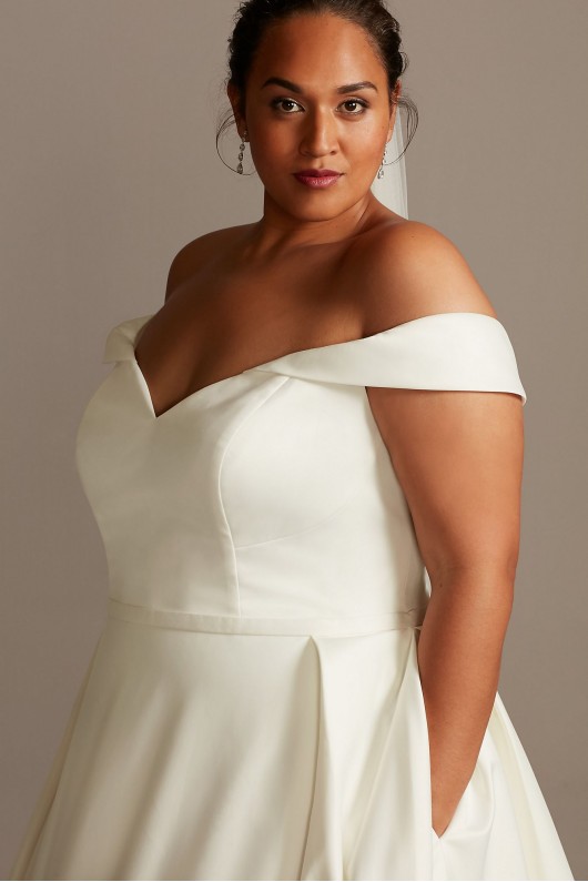 Off Shoulder Satin Gown Plus Size Wedding Dress  Collection 9WG3979
