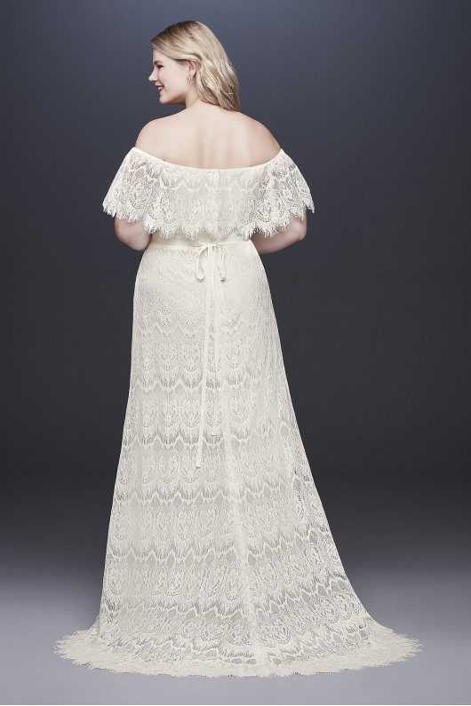 Off-The-Shoulder Eyelash  Plus Size Wedding Dress  9WG3892