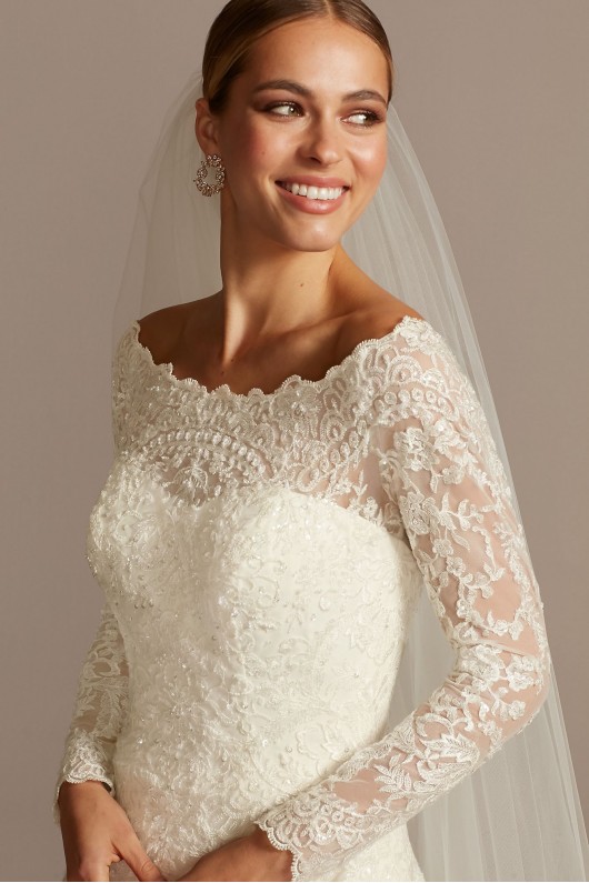 Off-The-Shoulder Lace A-Line Wedding Dress  CWG765