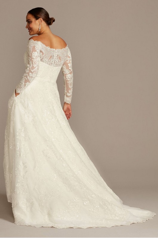 Off-The-Shoulder Plus Size Beaded Wedding Dress  4XL8CWG765