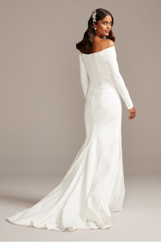 Off-the-Shoulder Button Back Petite Wedding Dress  Collection 7WG3990