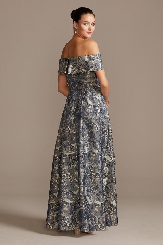 Off the Shoulder Fold Floral Jacquard Gown Alex Evenings 8181157