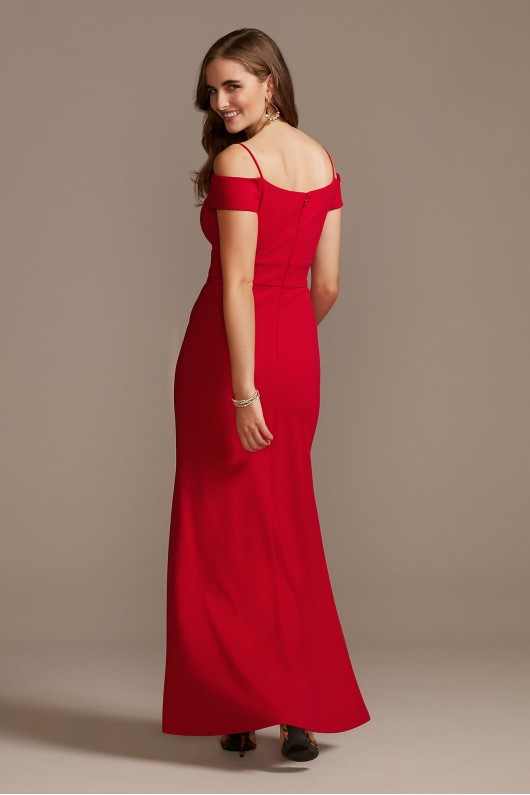 Off the Shoulder Fold Seamed Gown with Slit Morgan and Co 21927