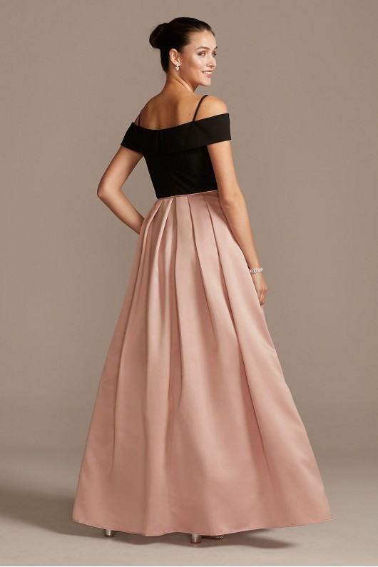 Off-the-Shoulder Gown with Pocketed Satin Skirt Nightway 21935