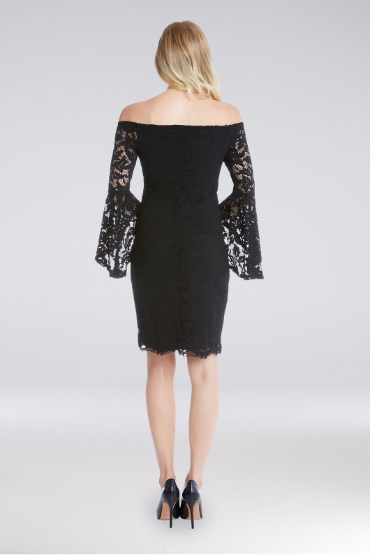 Off-the-Shoulder Lace Bell-Sleeve Sheath Dress Karen Kane L50553