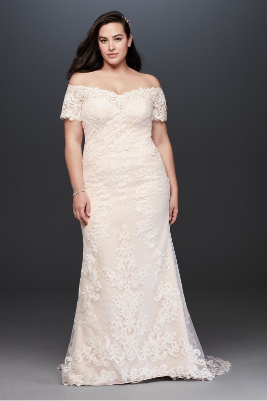 Off the Shoulder Lace Plus Size Wedding Dress Galina 9V3958