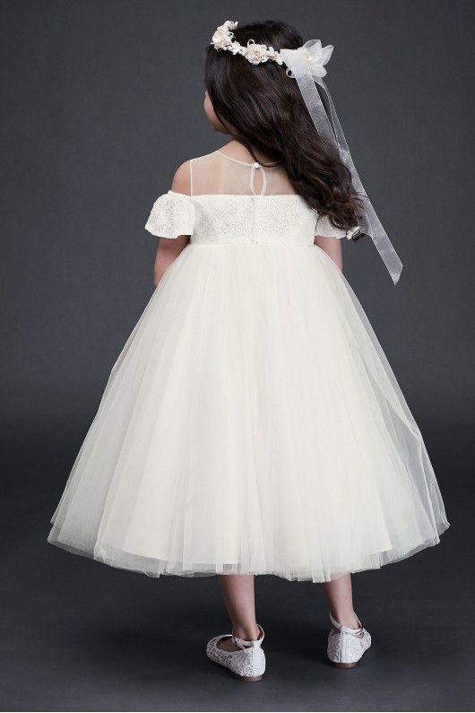 Off the Shoulder Lace and Tulle Flower Girl Dress  WG1405