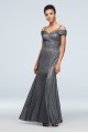 Off-the-Shoulder Metallic Mermaid Gown with Godets  5759