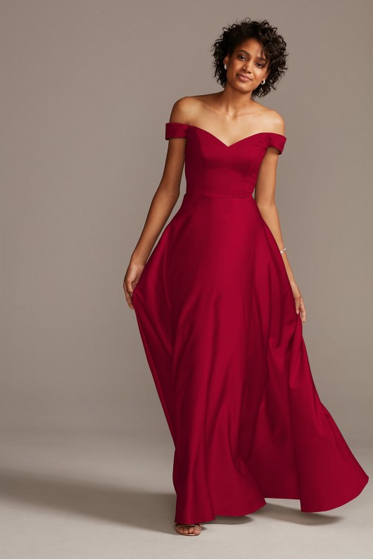 Off-the-Shoulder Satin A-Line Bridesmaid Dress  F20134
