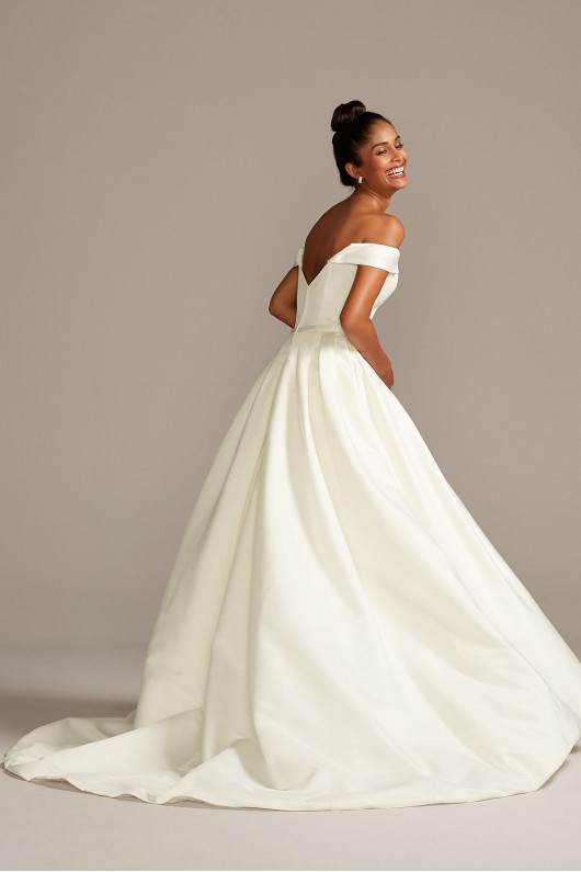 Off the Shoulder Satin Ball Gown Wedding Dress  Collection WG3979