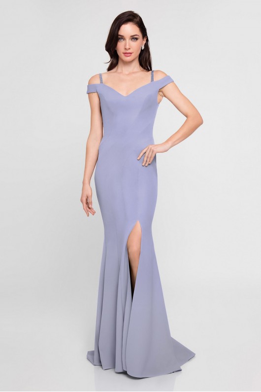 Off-the-Shoulder Sweetheart Crepe Sheath Dress Terani Couture 1813B5185