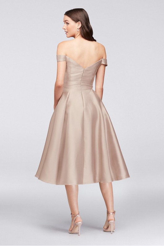 Off-the-Shoulder Tea-Length Bridesmaid Dress  F19743