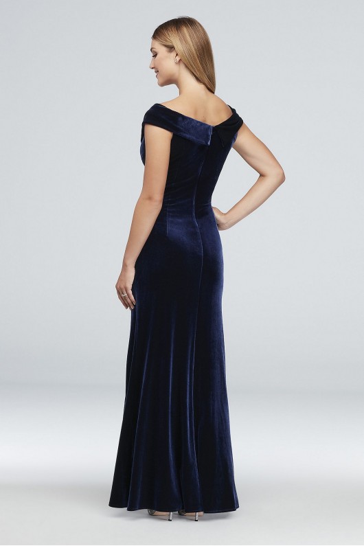 Off-the-Shoulder Velvet Gown with Beaded Detail Alex Evenings 8191770