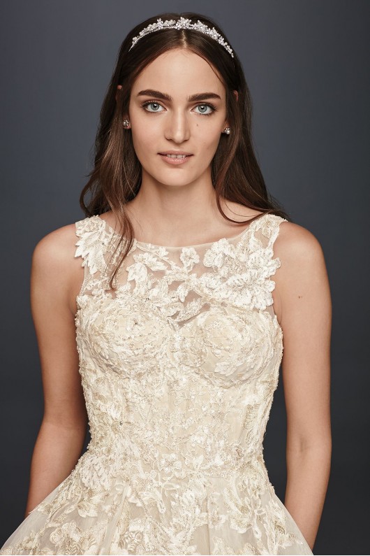  High Neck Tank Lace Wedding Dress  CWG658