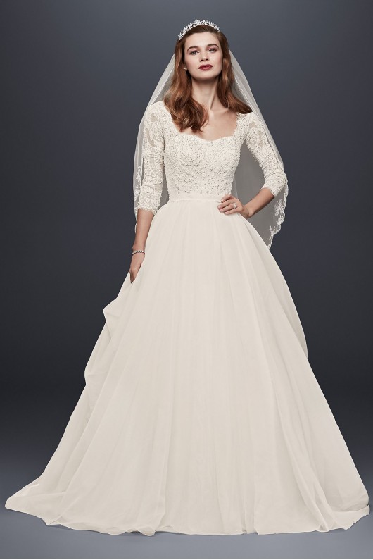  Organza Wedding Dress with 3/4 Sleeve  4XLCWG731