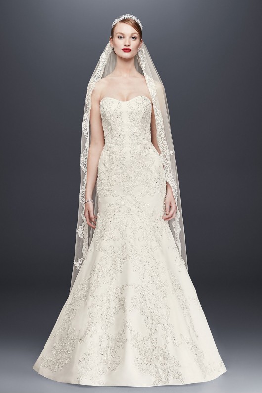  Satin Lace Strapless Wedding Dress  CWG594