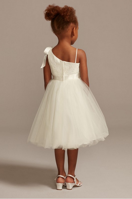 One Shoulder Lace and Tulle Flower Girl Dress  OP270