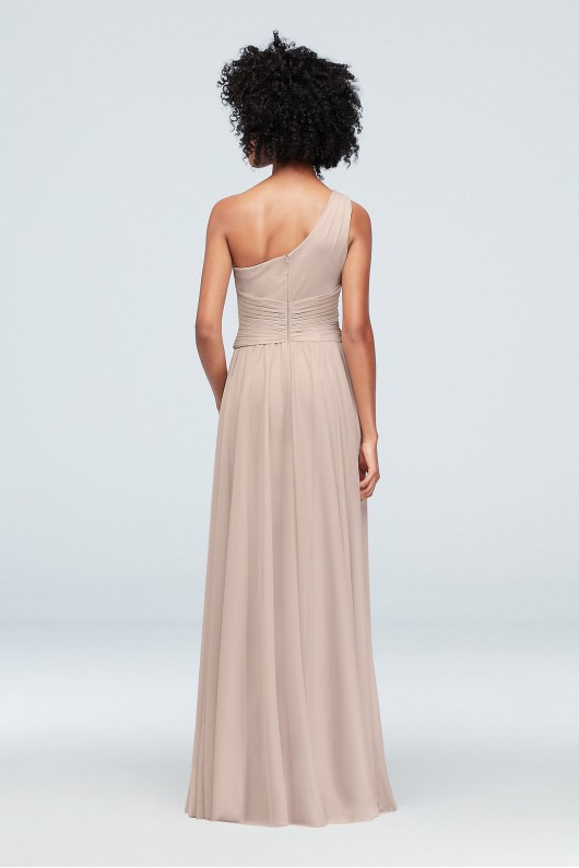 One-Shoulder Mesh Bridesmaid Dress with Full Skirt  F19932