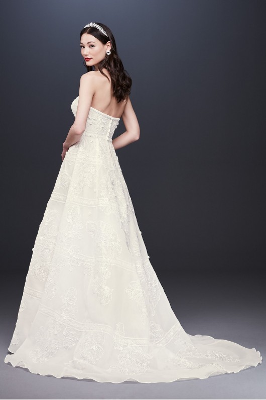 Organza Banded Wedding Dress with Sequin Appliques  CWG812