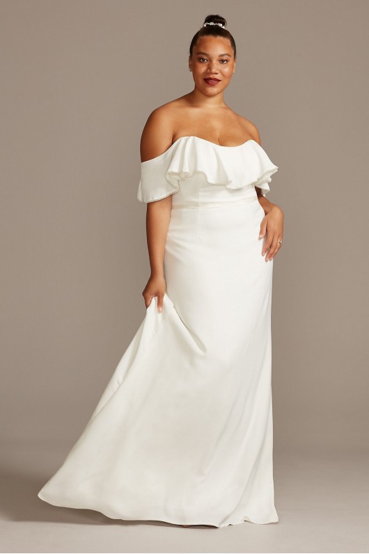 Pearl Trimmed Off-Shoulder Plus Size Wedding Dress  Collection 9WG3984