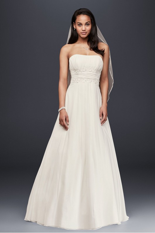 Petite Chiffon Wedding Dress with Beaded Lace  Collection 7NTV9743