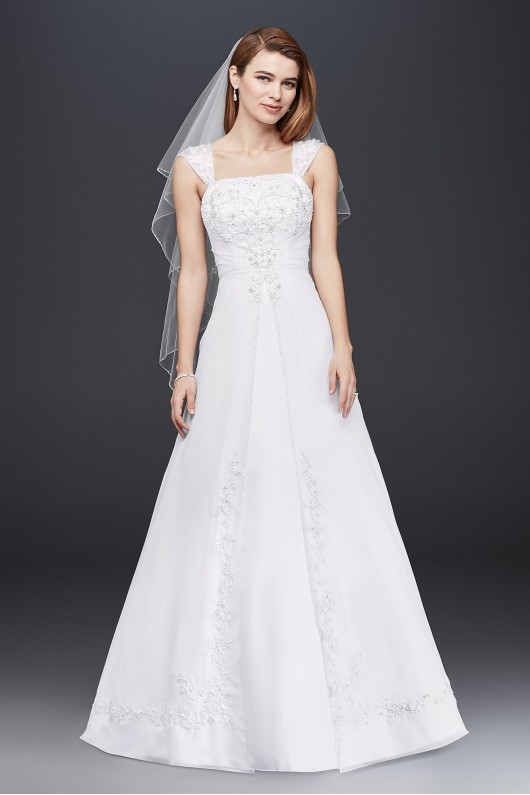 Petite Split Front Wedding Dress with Cap Sleeves  Collection 7NTV9010