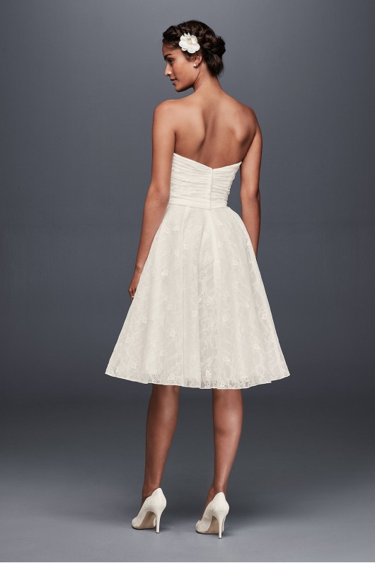 Petite Strapless Lace Short Wedding Dress Galina 7WG3826