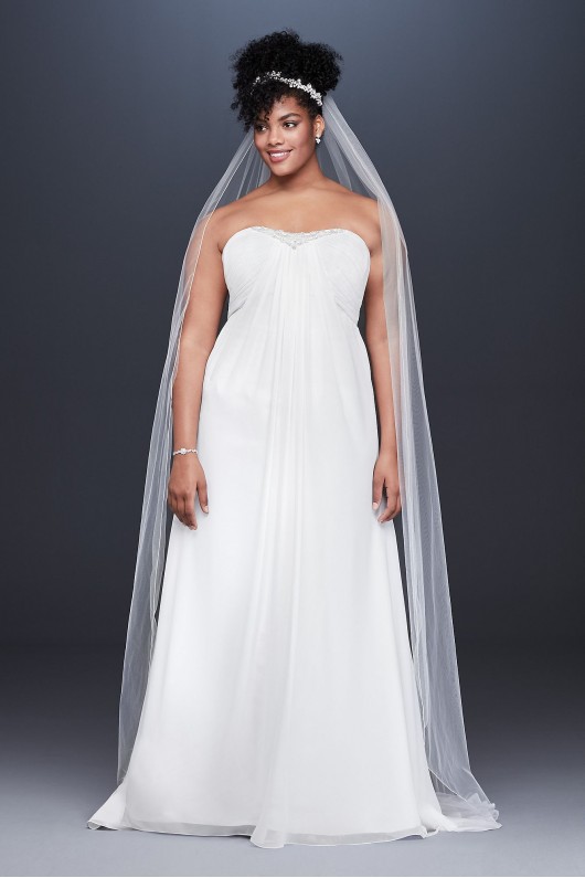 Pleated Chiffon Plus Size Wedding Dress with Beads  Collection 9OP1350