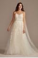 Pleated Lace Wedding Dress with Caged Tulle Skirt Melissa Sweet MS251229