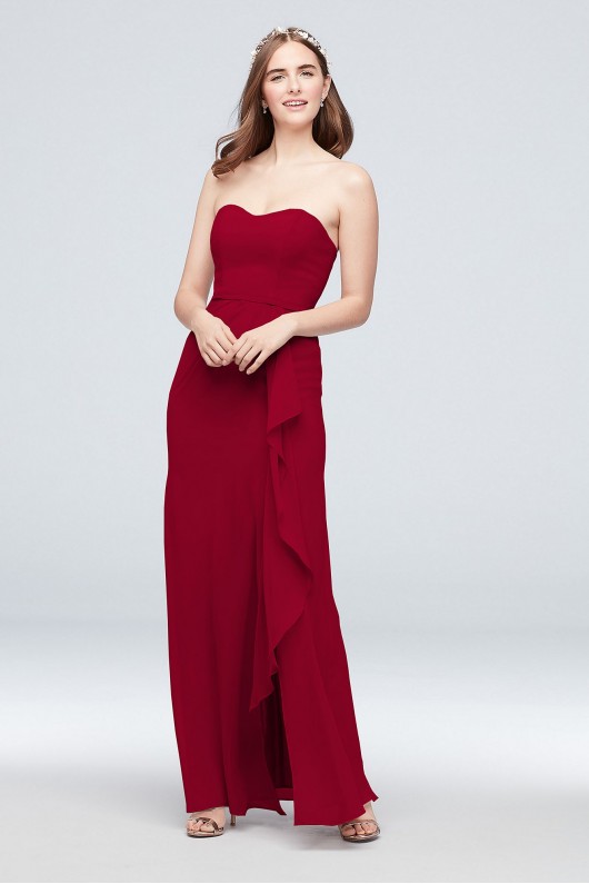 Pleated Strapless Bridesmaid Dress with  Cascade  F20013