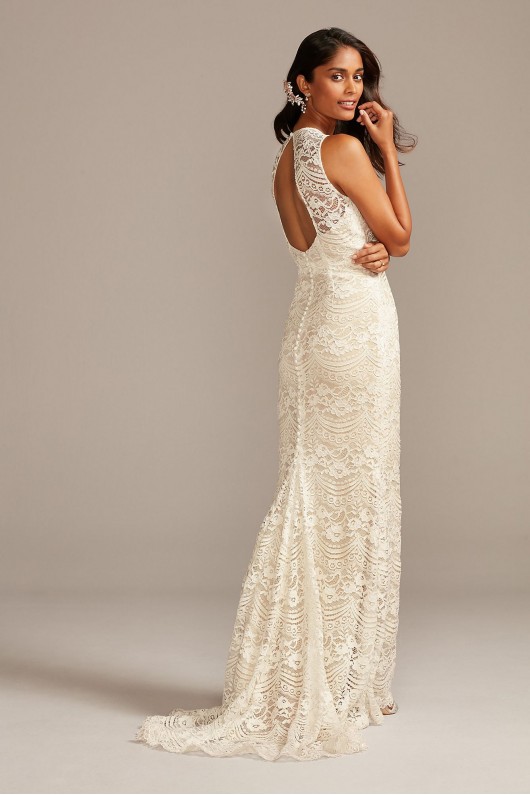Plunge Illusion Chantilly Lace Wedding Dress Melissa Sweet MS251214