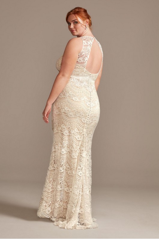 Plunge Illusion Chantilly Plus Size Wedding Dress Melissa Sweet 8MS251214
