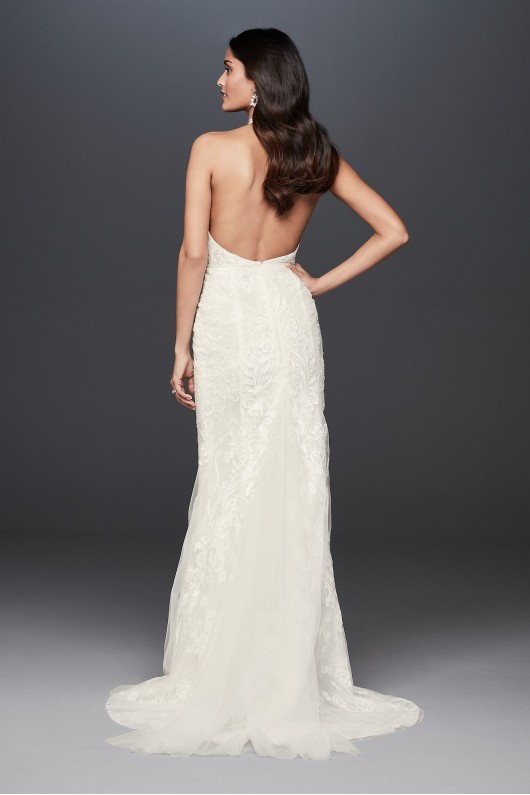 Plunge Neckline Lace Halter Wedding Dress  SWG825