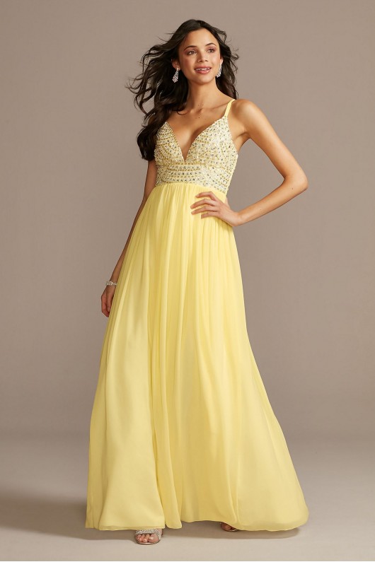 Plunging Chiffon Gown with Embellished Bodice Speechless X36835CA7