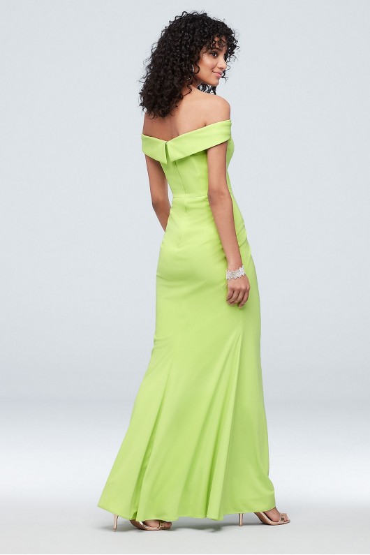 Plunging Cuffed Off the Shoulder Sheath Gown Xscape 2855X