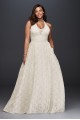 Plunging Lace Halter Plus Size Wedding Dress Galina 9WG3844
