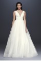 Plunging Sequin Tulle Petite Wedding Dress  7SV821