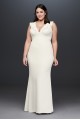 Plunging V Ruffle Strap Plus Size Crepe Gown DB Studio 10982W
