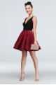 Plunging-V Satin Double Hem Fit and Flare Dress Blondie Nites 1578BN