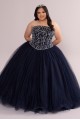 Plus Beaded and Satin Tulle Strapless Quince Dress Fifteen Roses 8FR2109