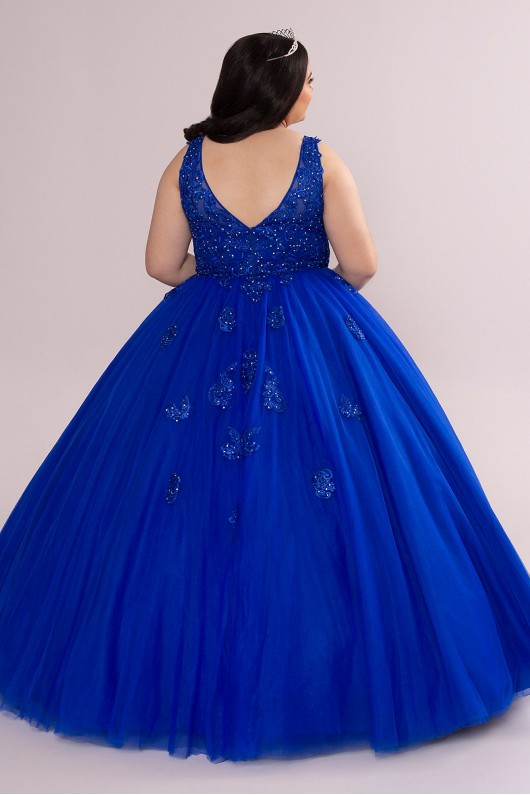 Plus Fairytale Ball Gown with Lace Applique Fifteen Roses 8FR2103
