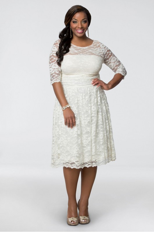 Plus Size Aurora Lace Short Wedding Dress Kiyonna 19130907DB